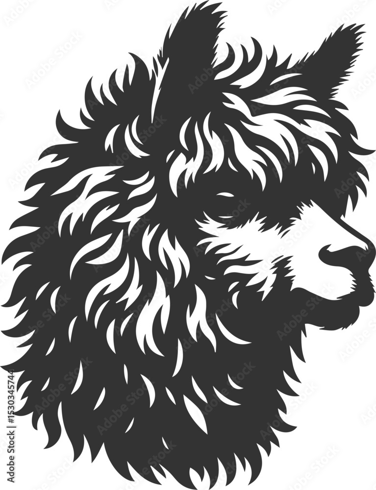 Obraz premium Alpaca head vector animal silhouette drawing artwork