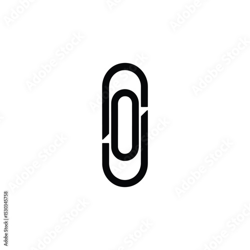 Isolated Minimalist Black Paper Clip Illustration on White Background for Design Needs