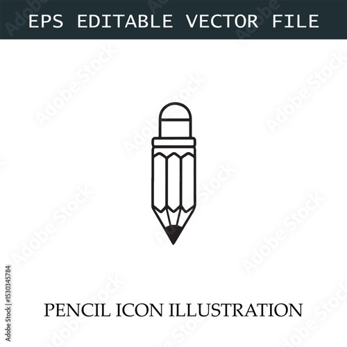 Pencil Icon Black and White Vector Design Image Illustration
