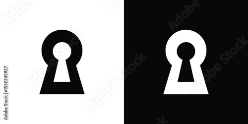 Keyhole Design Black and White Inverted Security Symbol on Split Background
