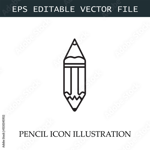 Pencil Icon Black and White Vector Design Image Illustration

