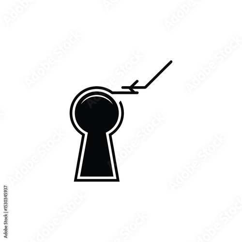 Keyhole with Pick Black and White Depicting Security Intrusion Concept