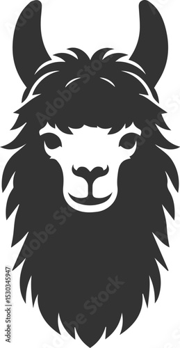 Alpaca head vector animal silhouette drawing artwork