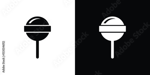 Lollipop Icon Design Black and White Illustration of Sweet Treat on Stick