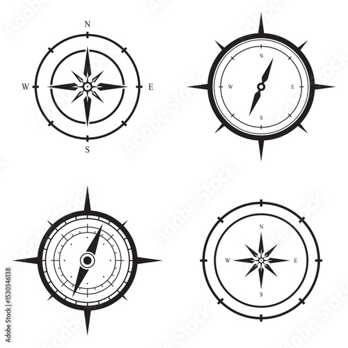 Authentic Vintage Navigation Compass logo,Icon with Distressed and Weathered Texture