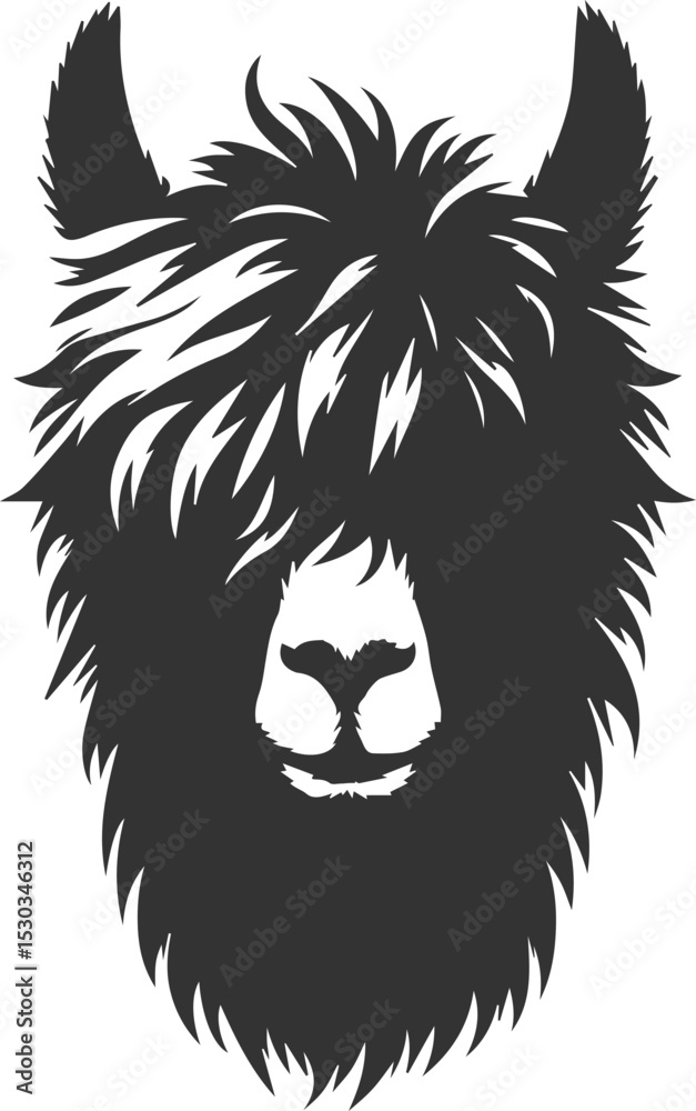 Fototapeta premium Alpaca head vector animal silhouette drawing artwork