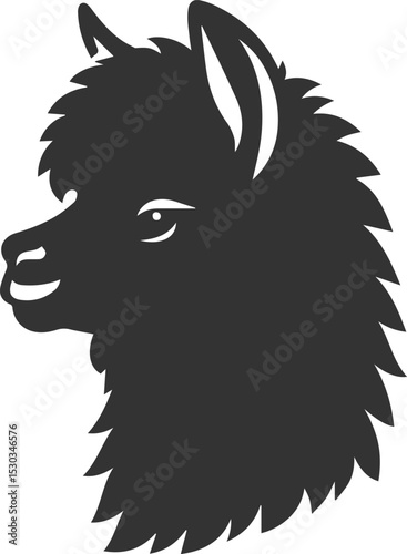 Alpaca head vector animal silhouette drawing artwork