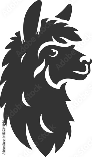 Alpaca head vector animal silhouette drawing artwork