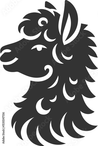 Alpaca head vector animal silhouette drawing artwork