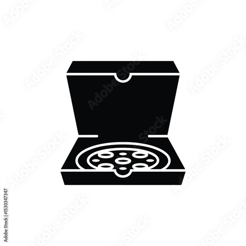 Pizza Slice Delivery Minimalist Black and White Illustration of an Open Pizza Box with Pizza