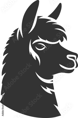 Alpaca head vector animal silhouette drawing artwork