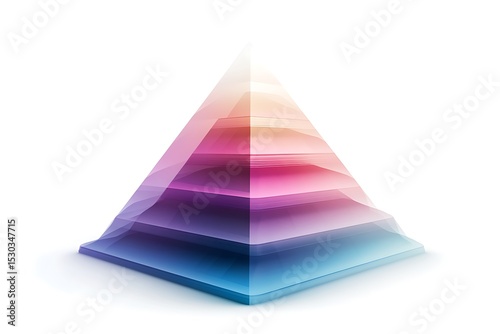 Stylized tiered pyramid chart featuring smooth, gentle gradients.