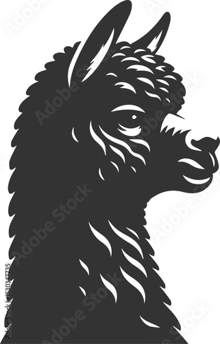 Alpaca head vector animal silhouette drawing artwork
