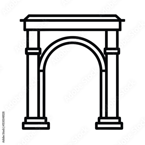 Simple Archway Outline Icon on White Background