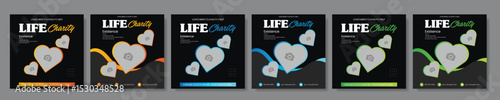 Charity Square social media post template Or donation fundraising campaign Facebook, Instagram Banners design, Charity Ads Promotional Poster Design