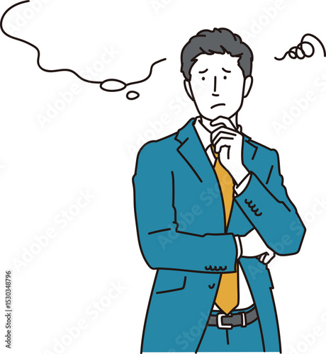 考える男性のビジネスパーソンのイラスト素材