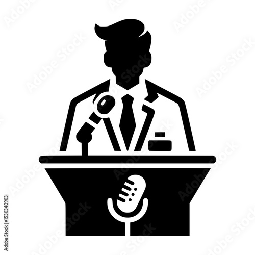 Businessman giving a speech at podium