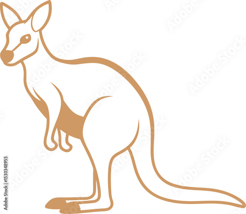 Kangaroo Silhouette Line Art Vector Illustration On White Background