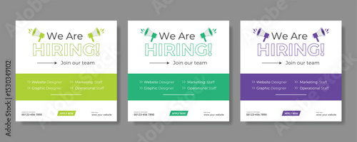 Creative we are hiring job vacancy social media post or Social Media Banner design template, We are hiring job vacancy square web banner layout