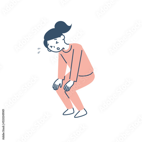 運動して疲れた若い女性