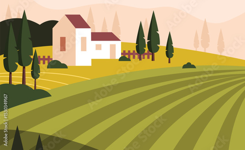 Natural environment landscape vector illustration and art