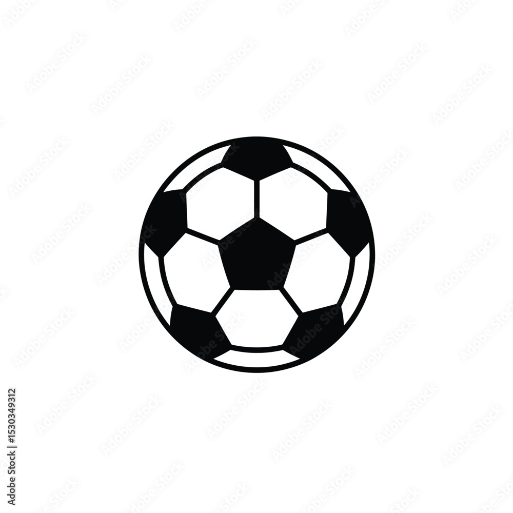 Obraz premium Simple Black and White Soccer Ball Icon with Clear Outline Design Symbol