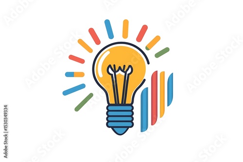 Round symbol displaying a lightbulb and a graph.