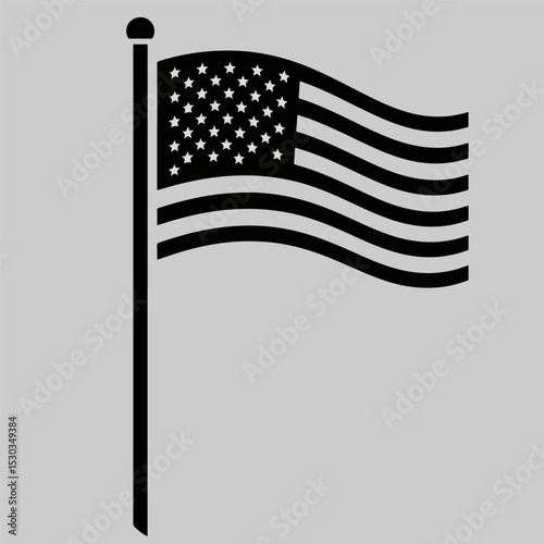 us flag vector black and white bold simple design, suitable for app icon, sign, or silhouette use