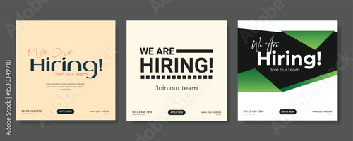 Modern and creative hiring square banner template design for social media post