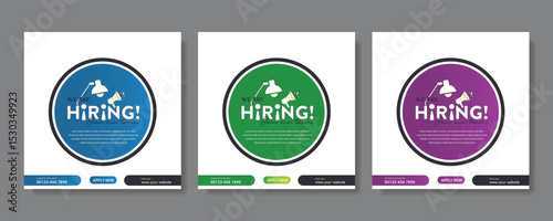 Modern and creative hiring square banner template design for social media post