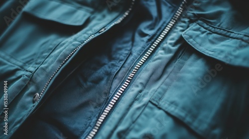 Teal Jacket Zipper Detail Closeup