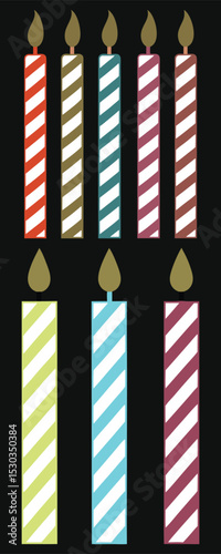 Colorful birthday candles on a black background for celebration and festive occasions