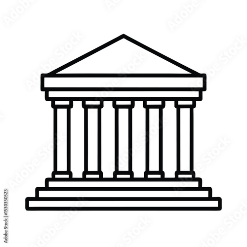 Simple line drawing of a classical building