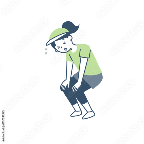 運動して疲れた若い女性