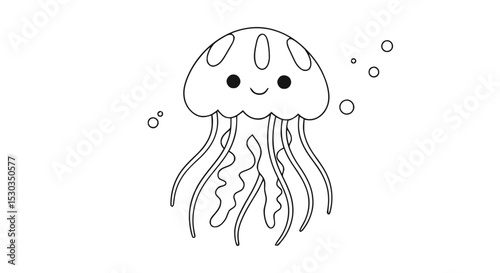 Cute outline jellyfish coloring page