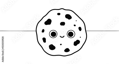 Happy cookie character outline