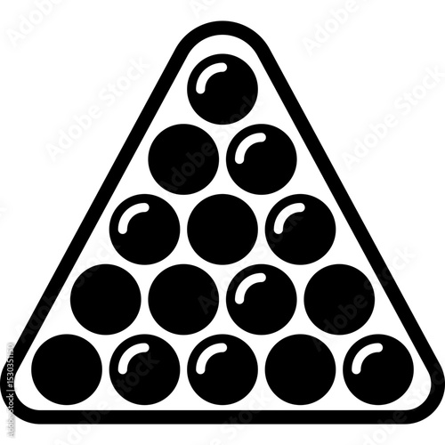 snooker or billiard in triangle or ball rack for cue game solid or symbol icon