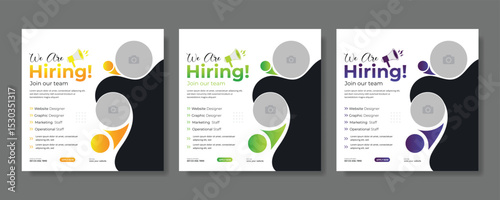 Professional vector template for we are hiring job vacancy announcement social media post design recruitment banner and employment promotion layout