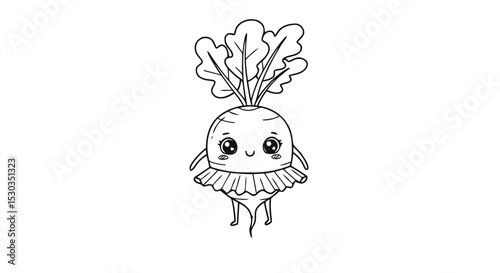 kawaii radish character coloring page
