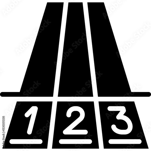running track and ordinal number for competition athletic solid or symbol icon
