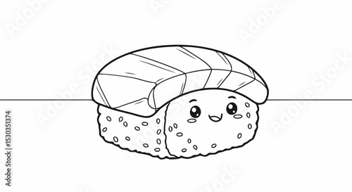 kawaii sushi outline coloring page
