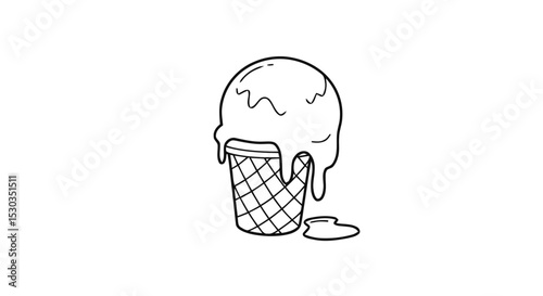 Melting ice cream cone outline