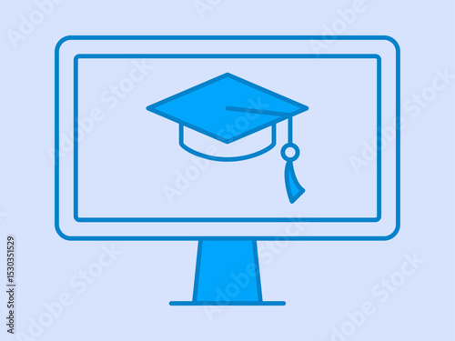 Online learning icon. E-learning icon design. Solid vector icon. Simple flat icon.