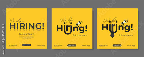 Professional vector template for we are hiring job vacancy announcement social media post design recruitment banner and employment promotion layout