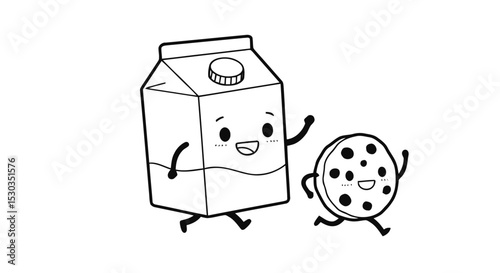 Milk carton and cookie characters running