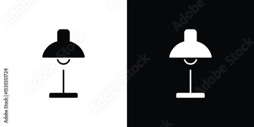 Two Desk Lamp Icons One in Black on White and One in White on Black