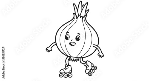Onion roller skating coloring page