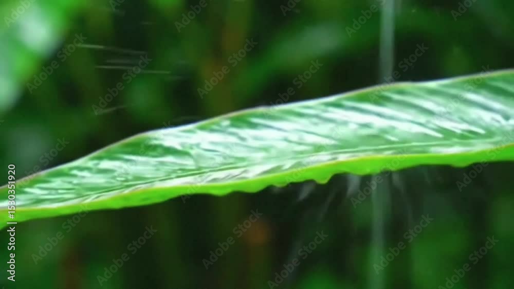 Raindrop Splash on Tropical Leaf in Ultra Slow Motion | 4K Macro Liquid Physics
