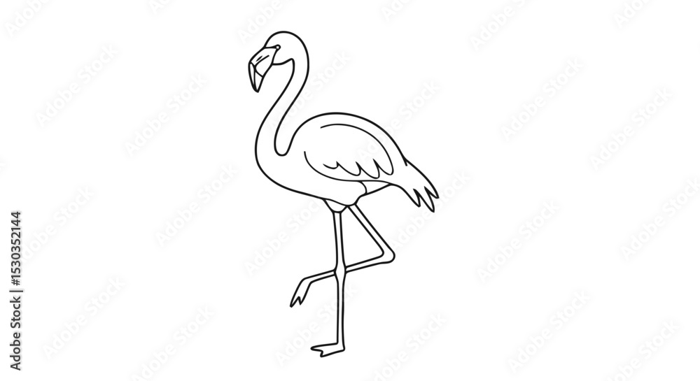Naklejka premium Outline flamingo bird line art
