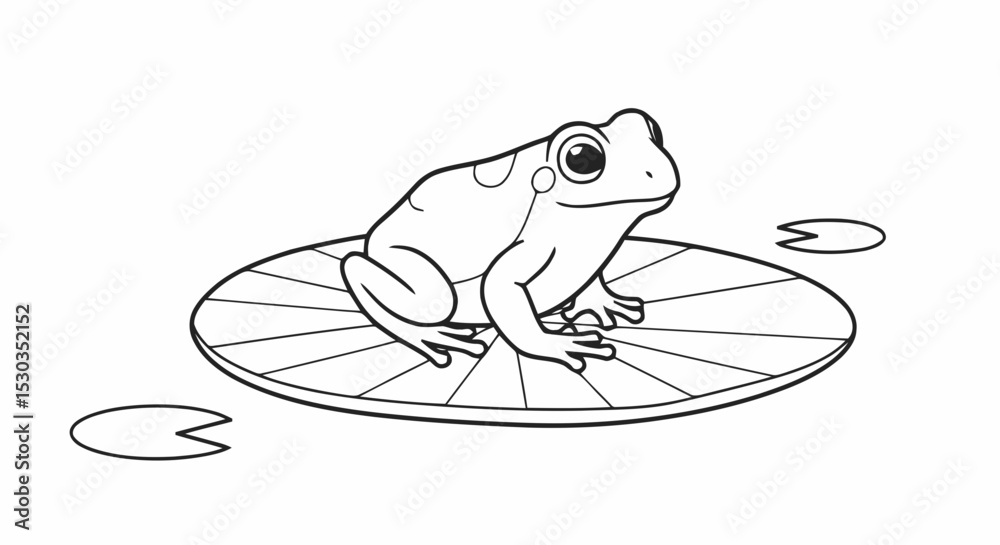 Obraz premium Outline frog on lily pad coloring page